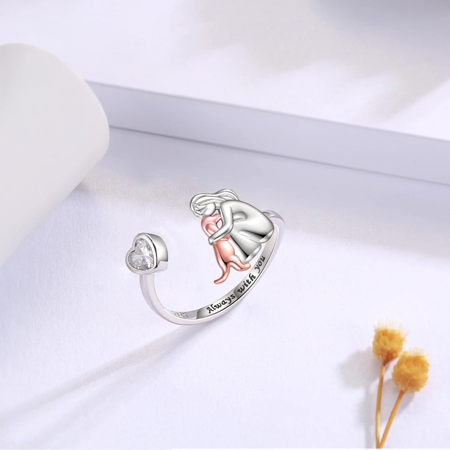 Anne™ - Bague avec Icône de Chien (Rose)