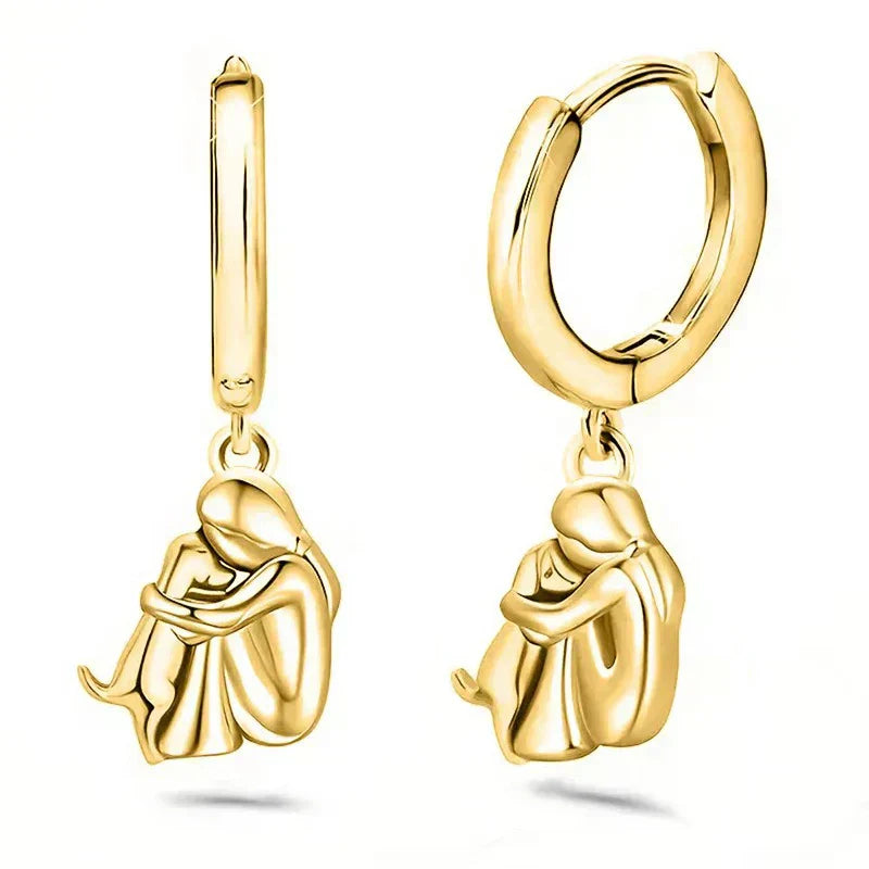 Ginny™ - Boucles d’Oreilles Icône Chien (Fermoir Rond)