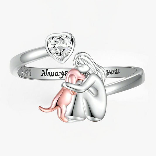 Anne™ - Bague avec Icône de Chien (Rose)